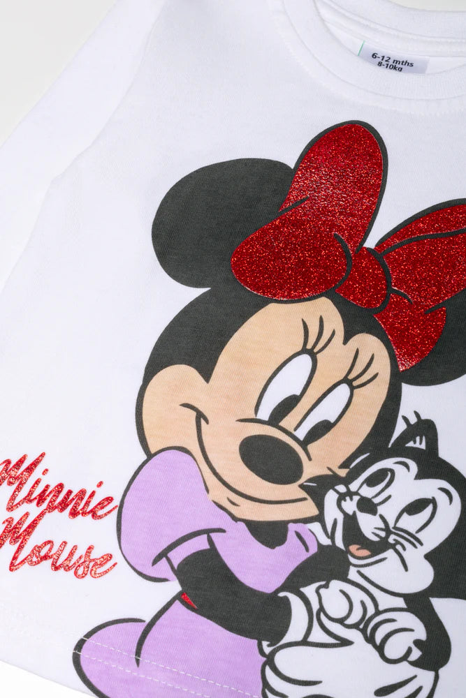 Koszulka z długim rękawem Myszki Minnie, biała