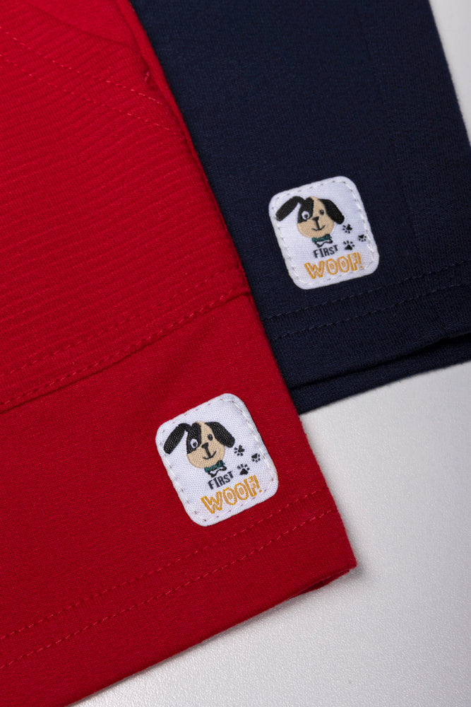 2-pack shorts marineblauw en rood