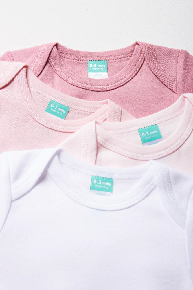 4-pack bodyvest met lange mouwen, roze