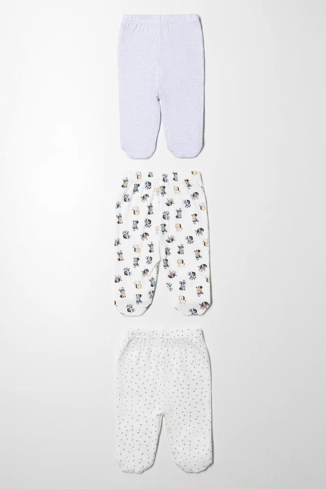3 Pack Leggings Blue And White