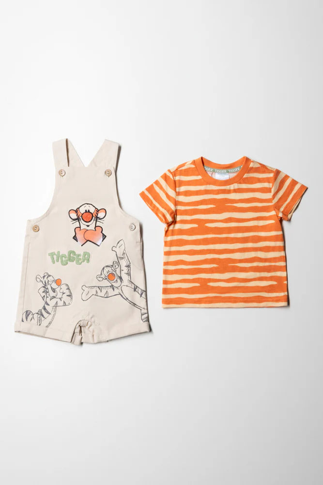 Komplet ogrodniczek Tigger w kolorze naturalnym i pomarańczowym
