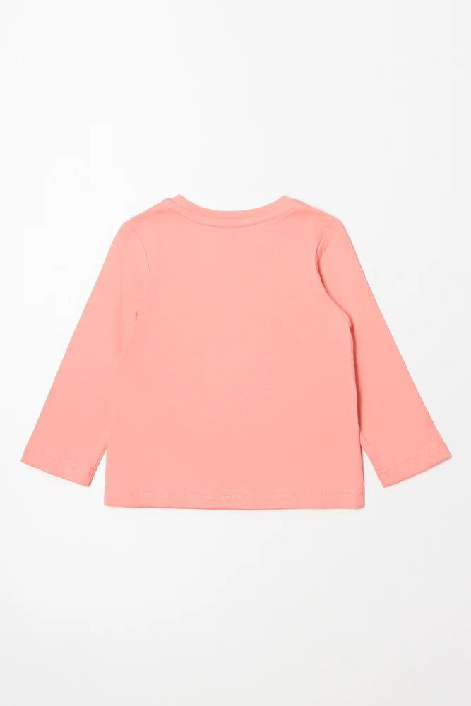 T-shirt met lange mouwen, perzik