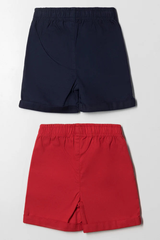 2 Pack Shorts Navy & Red