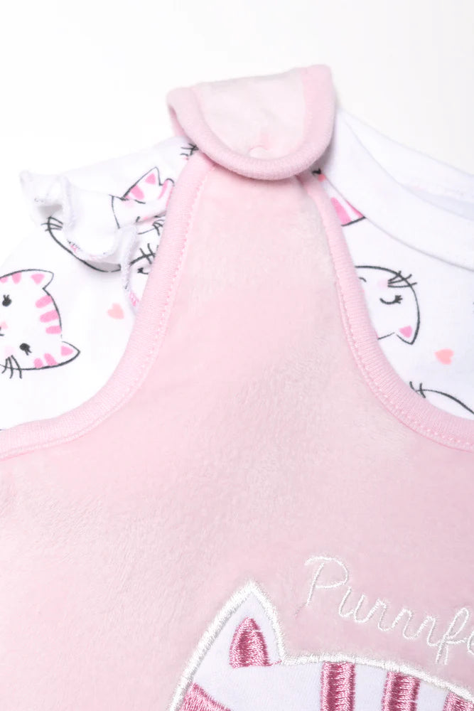 Fleece Katten Tuinbroek Roze