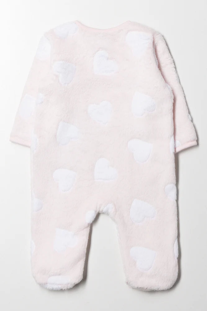 Babypakje met hartjesprint, roze