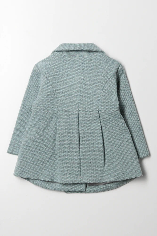 Tweed Coat With Pleats Light Green