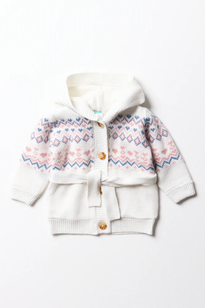 Hooded Cardigan White