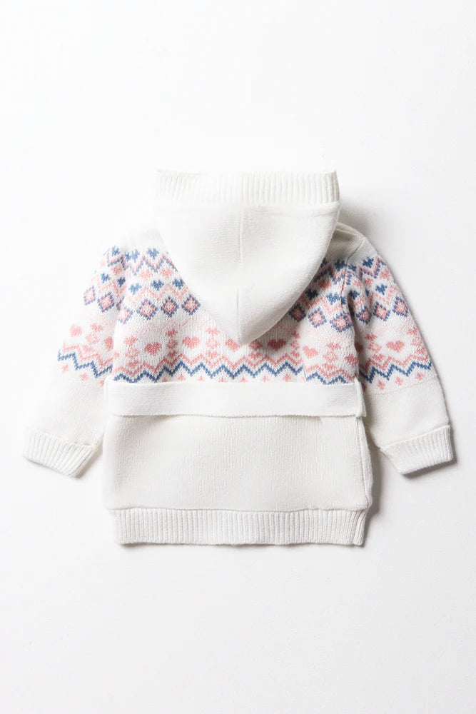 Hooded Cardigan White