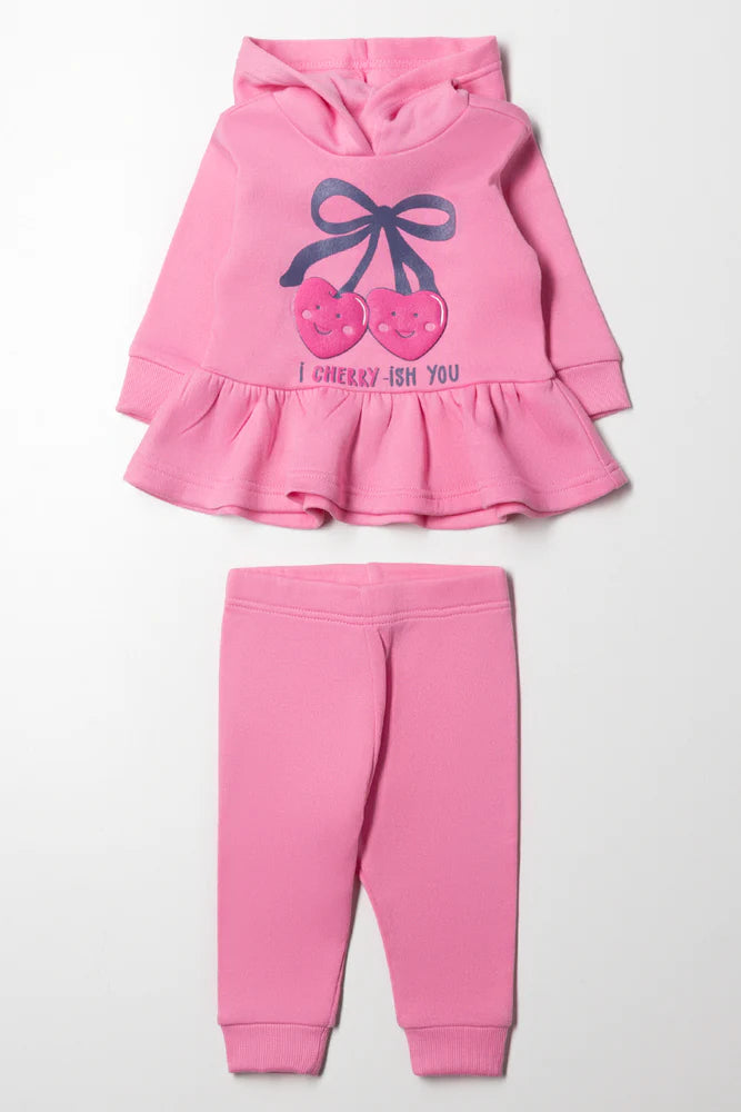 Hooded Peplum Tracksuit Pink