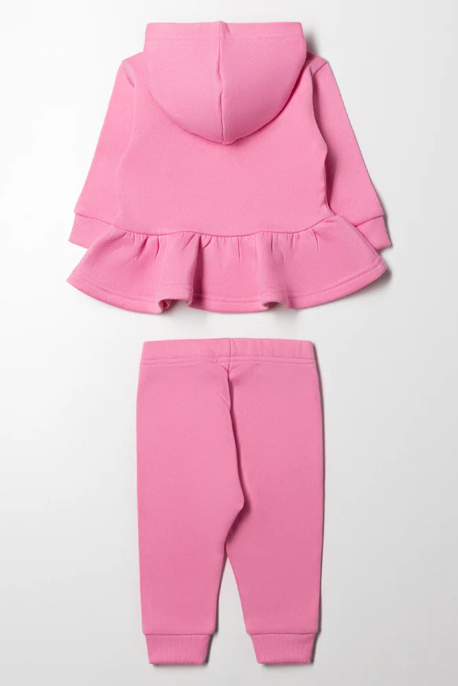 Hooded Peplum Tracksuit Pink
