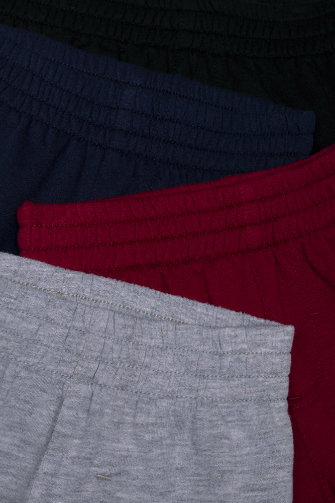 4-pack trainingsbroeken zwart, marineblauw, grijs en rood