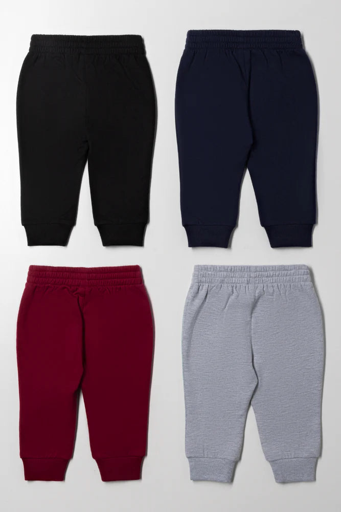 4-pack trainingsbroeken zwart, marineblauw, grijs en rood