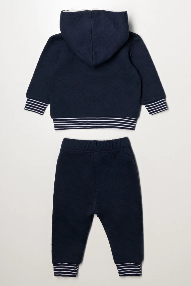 Quilted Hooded Tracksuit Navy