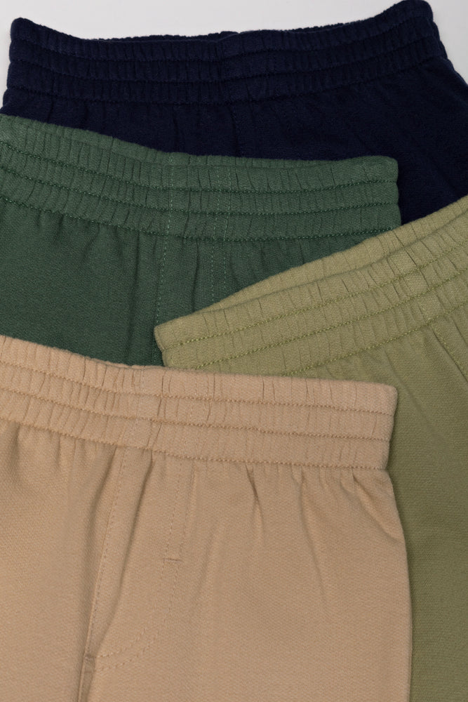 4-pack trainingsbroeken in marineblauw, naturel en groen