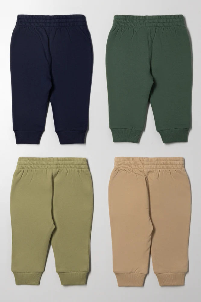 4-pack trainingsbroeken in marineblauw, naturel en groen