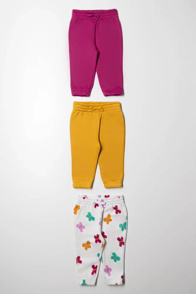 3 Pack Trackpants Purple, White And Yellow