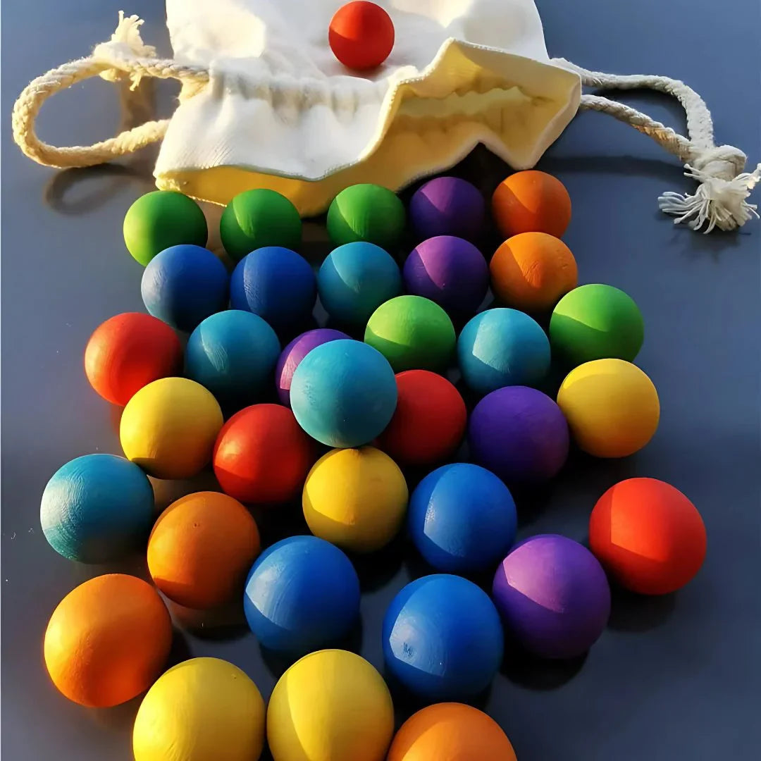 RainbowSphere – Bunte Holz-Regenbogen Sortierbälle für Kinder ab 3 Jahren