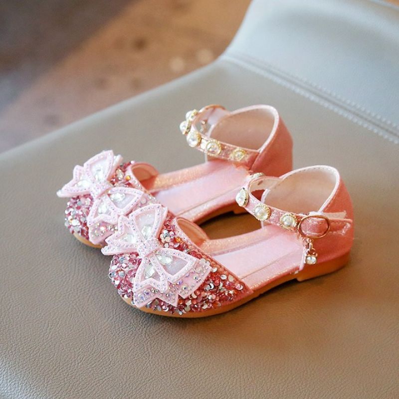 Babysandalen met strik en strass-steentjes