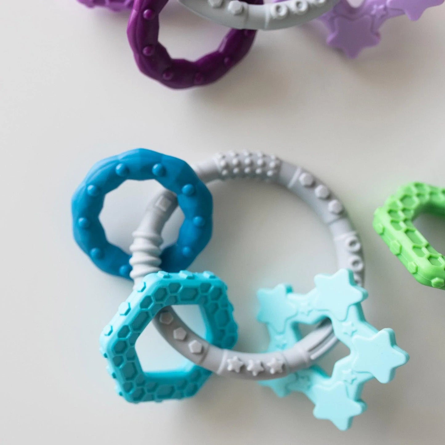 Siliconen bijtringetjes: blauw
