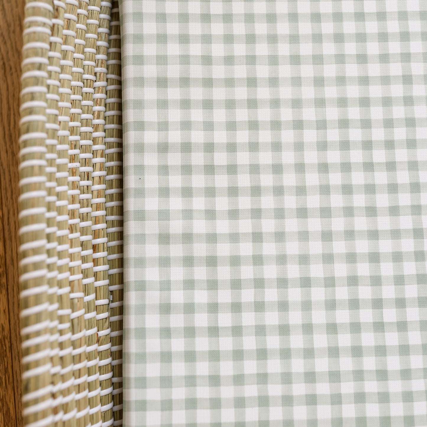 Basket Changing Mat - Sage Gingham