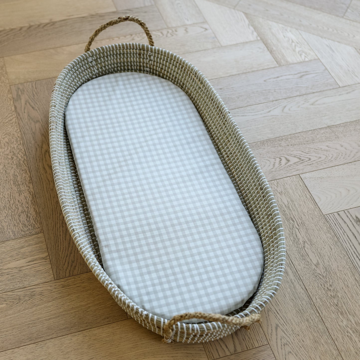 Basket Changing Mat - Beige Gingham