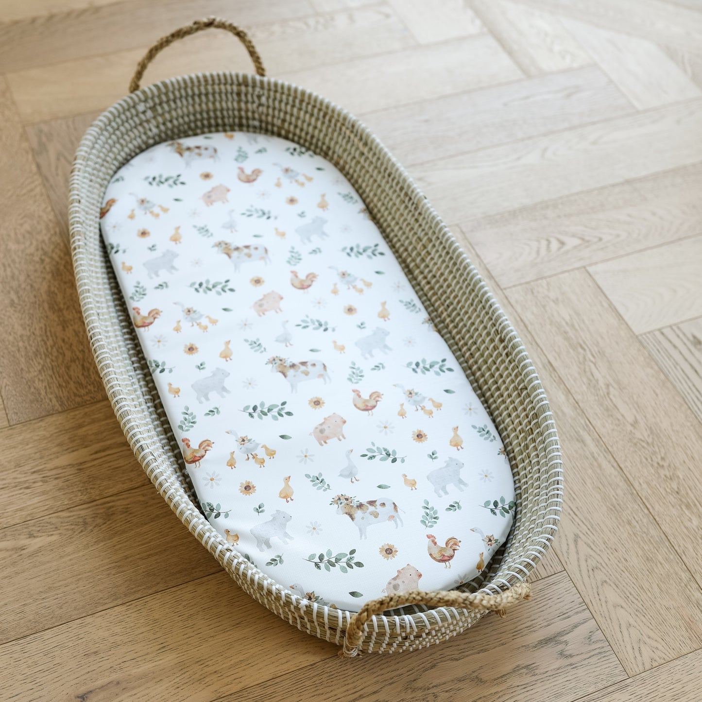 Basket Changing Mat - Farmyard Animals