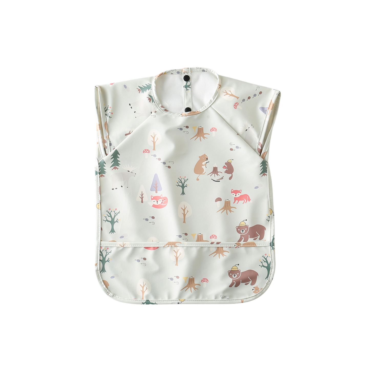 Waterdichte slab met korte mouwen en lange mouwen voor baby's in beige Bear-y-Hungry