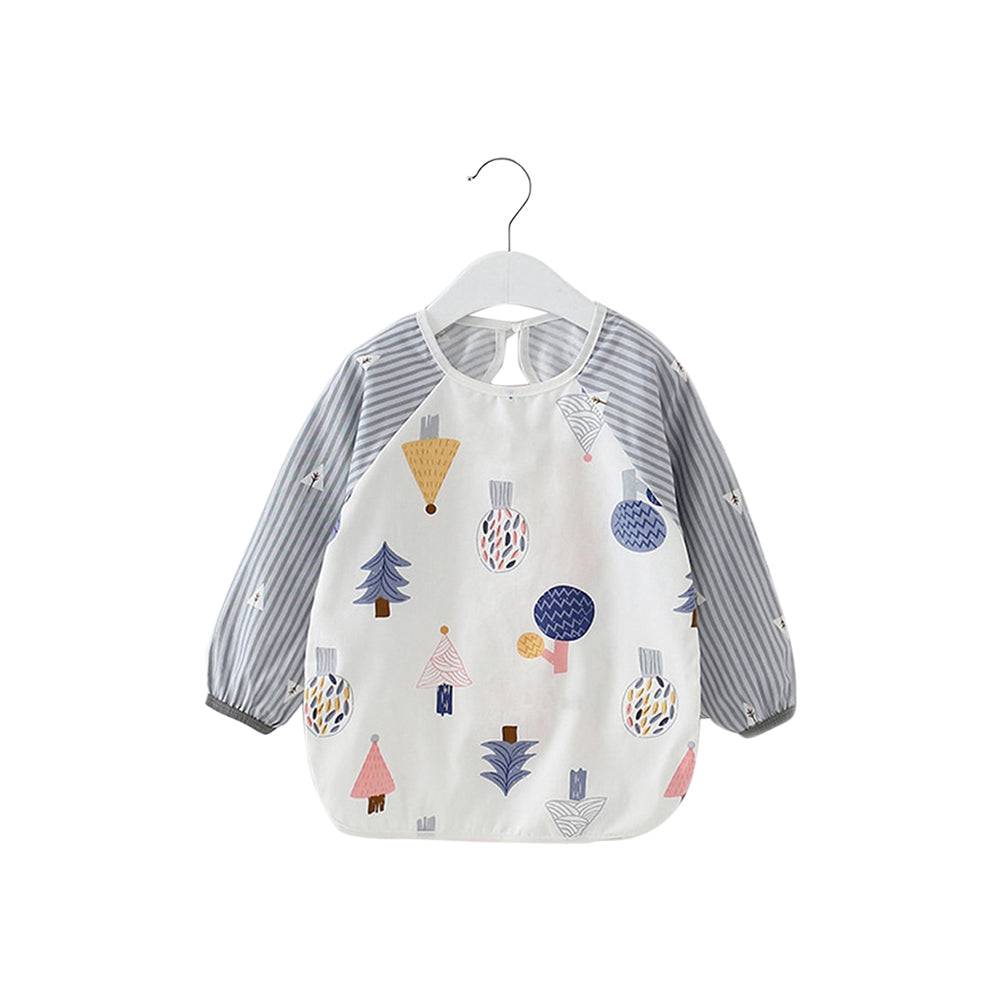 Baby schort met lange mouwen, schort, slabbetje, blauw bos