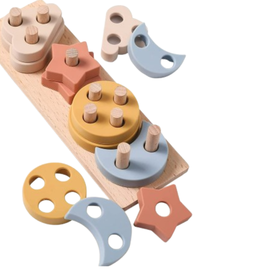 ShapeShuttle – Holz Motorik Stapelauto Spielzeug | Zugauto ab 3 Jahren