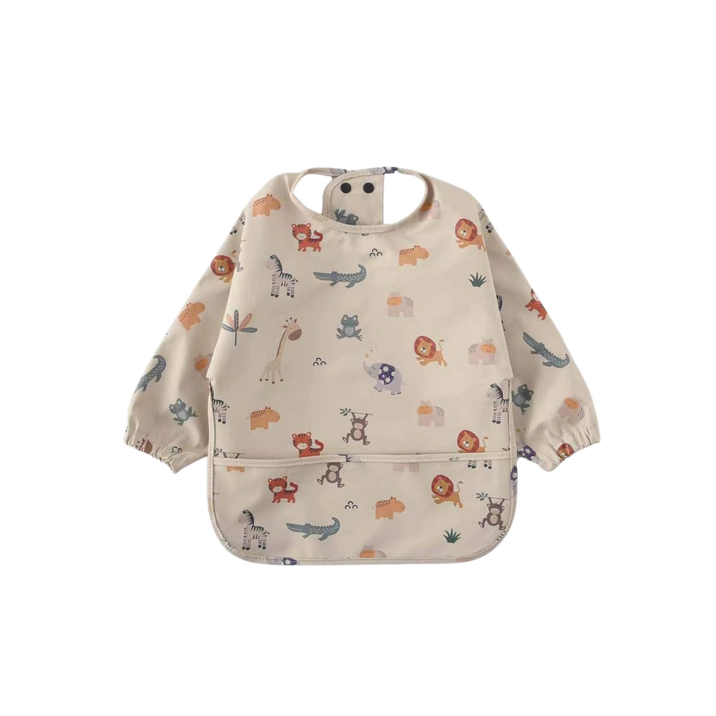Waterdichte babyslab met lange mouwen en smokwerk in Sweet Savannah
