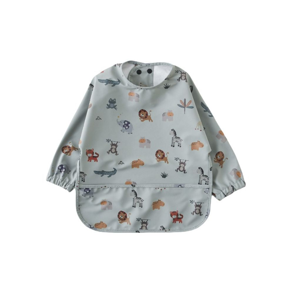 Waterdichte babyslab met lange mouwen in Sweet Savannah Blue