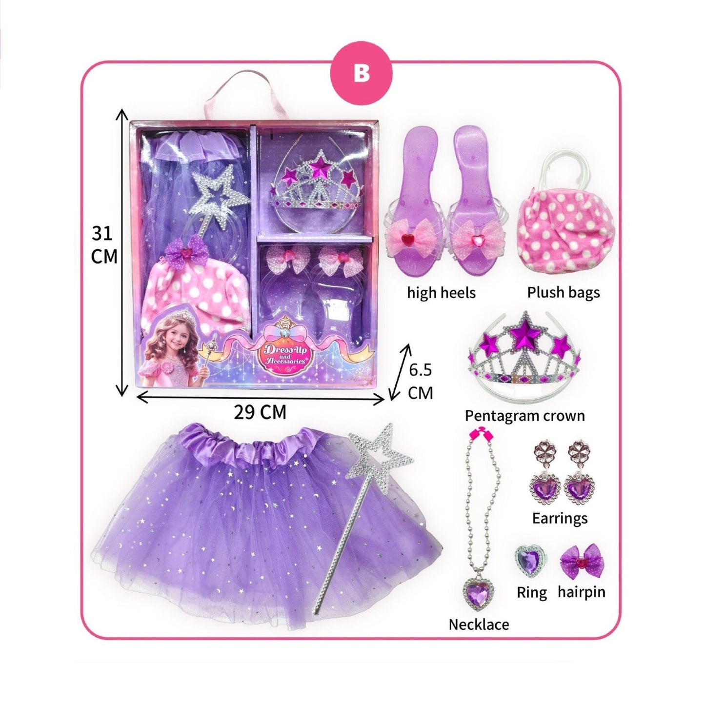 LittlePrincess – Verkleidungsschuhe & Zubehörset | Tiara, Schmuck, Rollenspiel | Alter 3–6