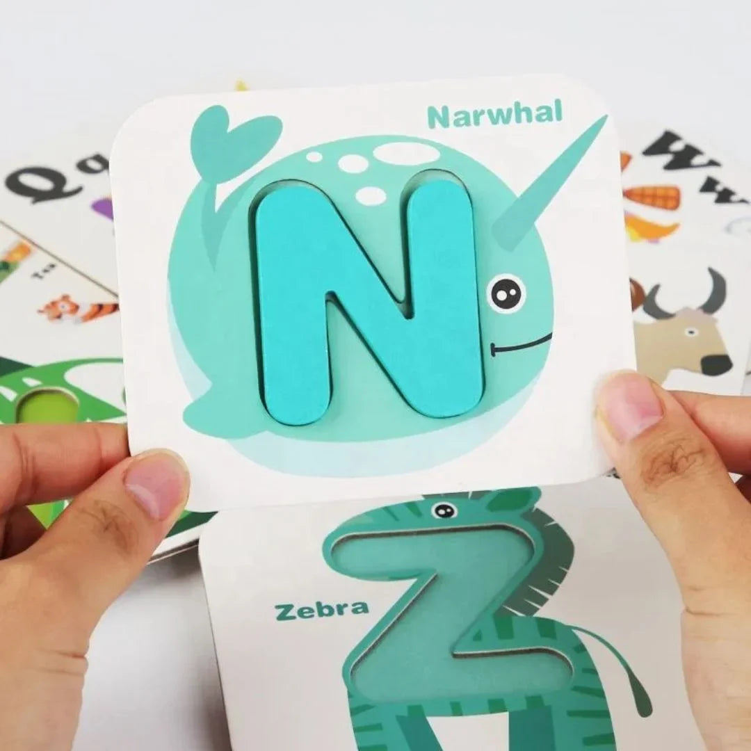WordNest – Montessori Holz Lernkarten Alphabet & Zahlen für Kleinkinder ab 2 Jahren