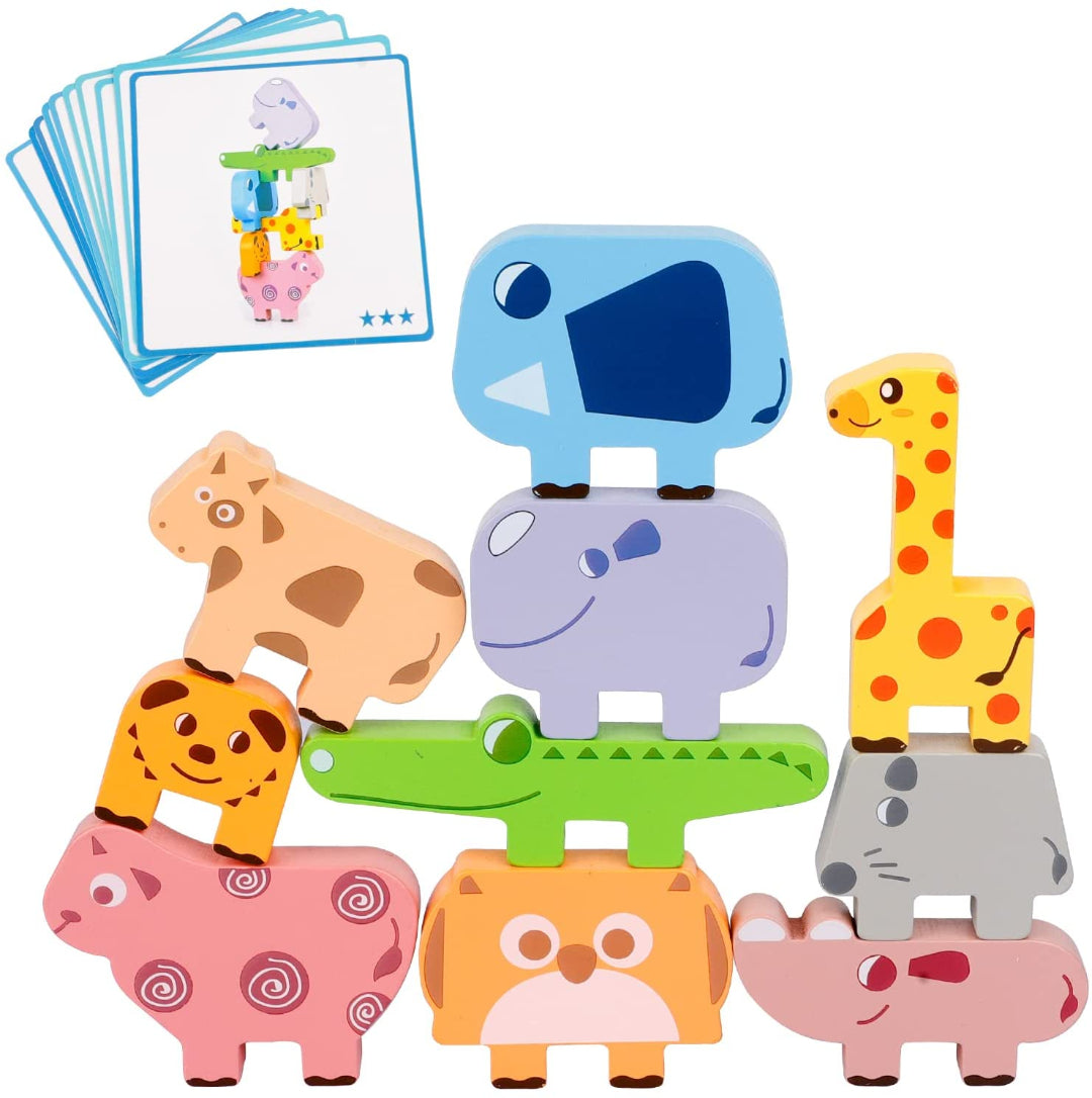 ZooTowers – Holz-Stapelspielzeug mit Tieren – Lernspiel ab 3 Jahren