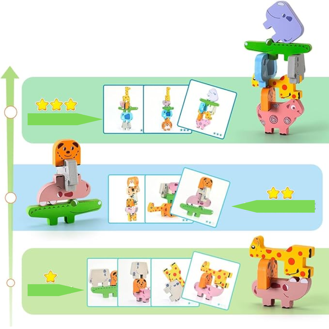 ZooTowers – Holz-Stapelspielzeug mit Tieren – Lernspiel ab 3 Jahren
