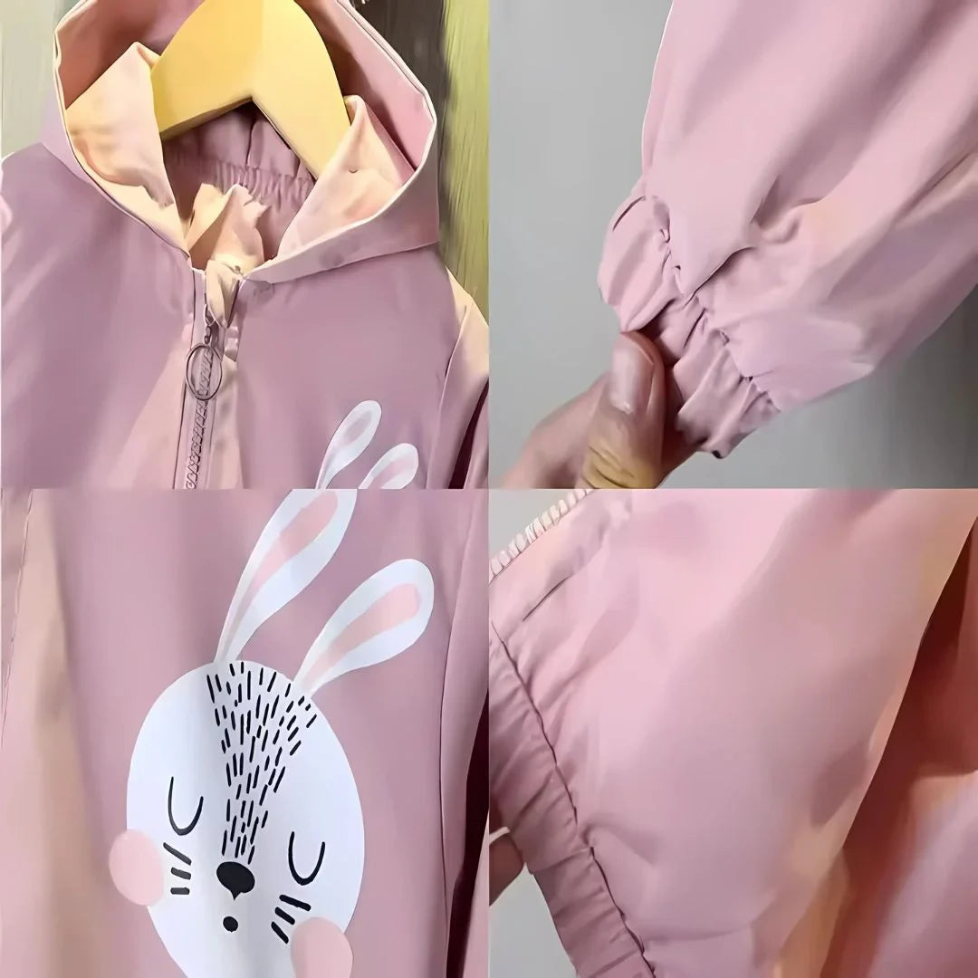 BunnyHood – Kuschelige Kinderjacke mit Niedlichen Ohren & Hasenmotiv – Winddicht & Leicht (4–6 Jahre)
