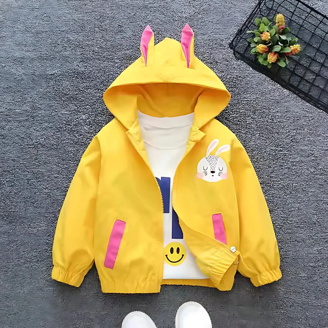 BunnyHood – Kuschelige Kinderjacke mit Niedlichen Ohren & Hasenmotiv – Winddicht & Leicht (4–6 Jahre)