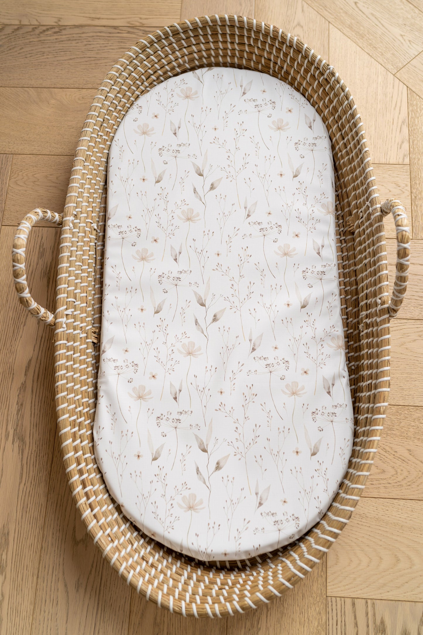 Basket Changing Mat - Natural Wildflowers