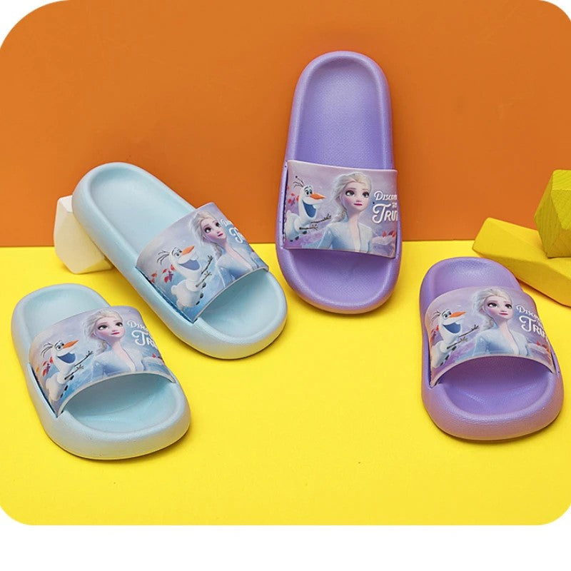 Zomer Elsa en Olaf Cartoon Platte Pantoffels
