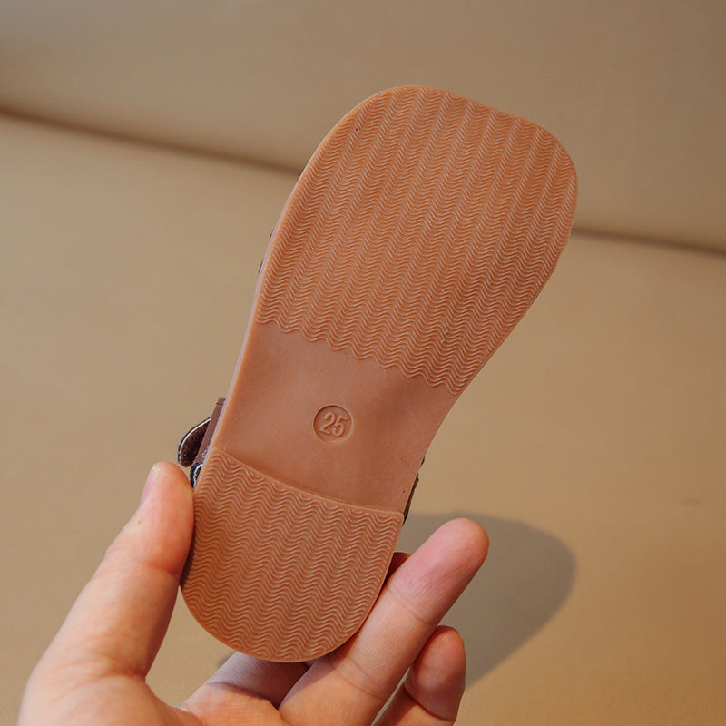 Retro Style Bowknot Pattern Soft Soled Kids Sandals