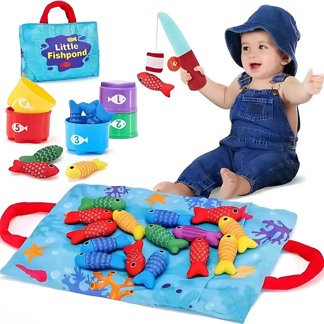 FishyCatch Pond – Stoff Magnetisches Angel- & Sortierspiel für Kleinkinder ab 1 Jahr