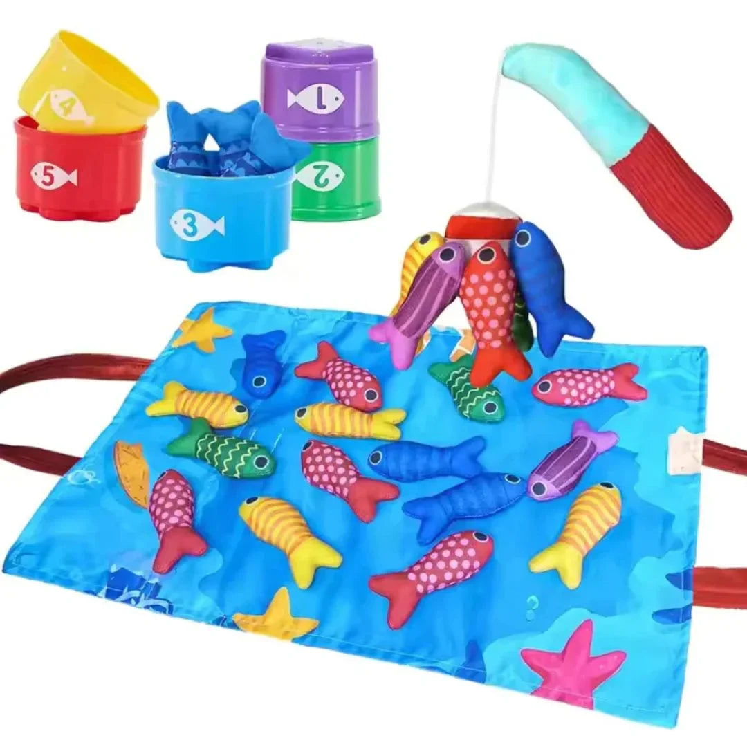FishyCatch Pond – Stoff Magnetisches Angel- & Sortierspiel für Kleinkinder ab 1 Jahr