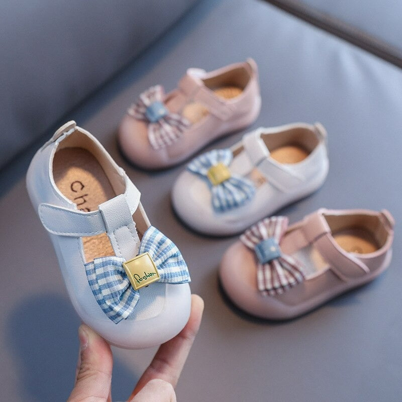 Meisjes prinses vlinderknoop leren sandalen