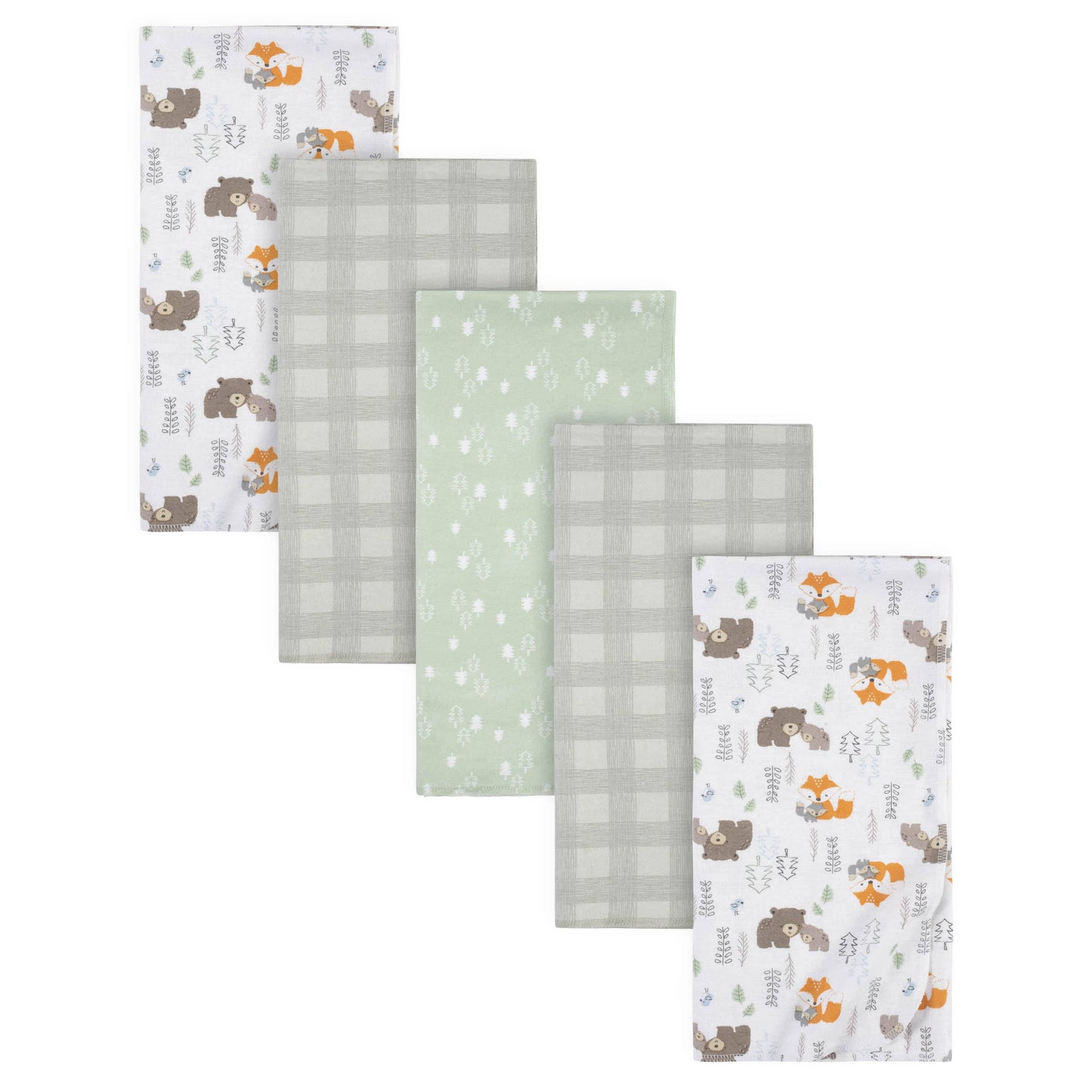 5-pack babyjongens Woodland flanellen dekentjes