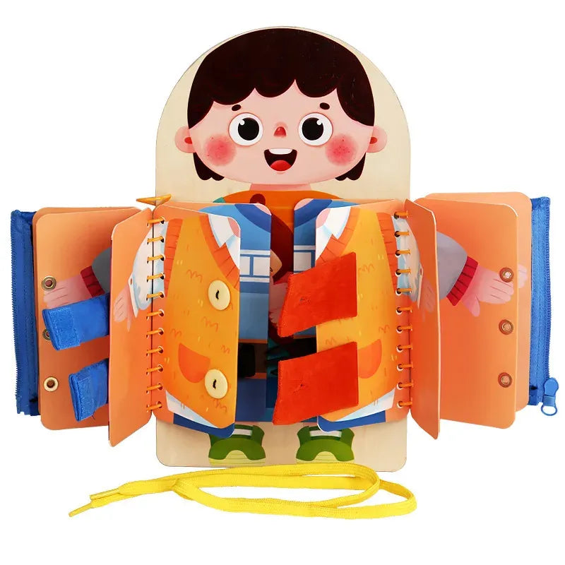 DressUpBook – Montessori Anziehfähigkeiten Buch für Kinder ab 2 Jahren – Fördert Unabhängigkeit, Konzentration & Feinmotorik