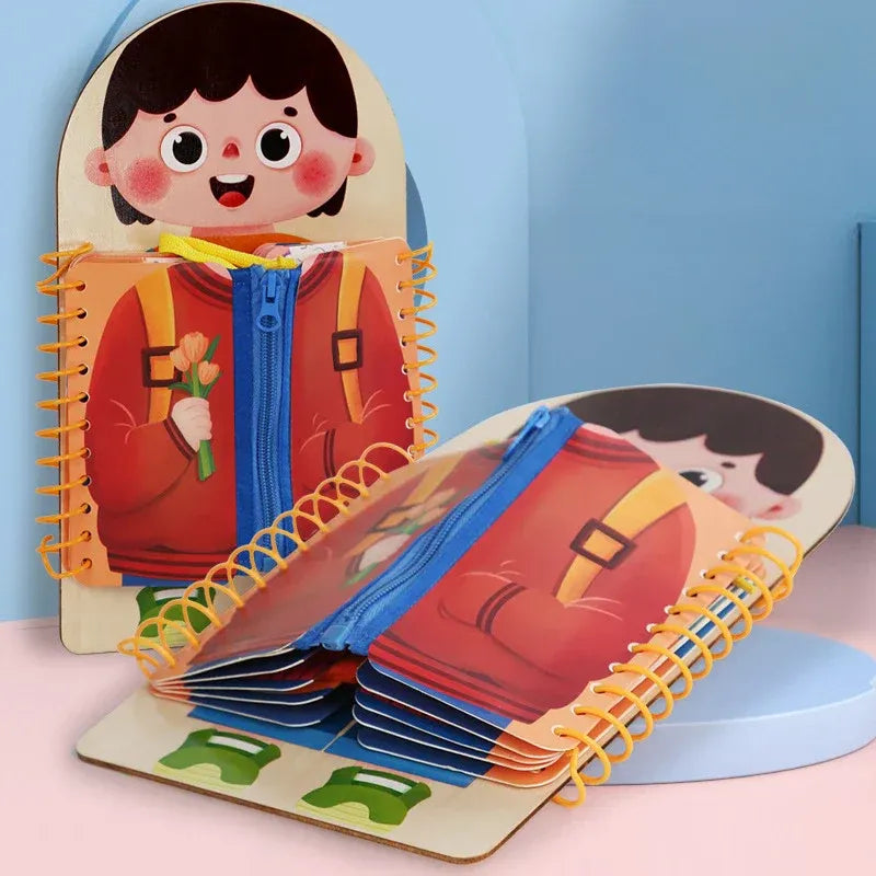 DressUpBook – Montessori Anziehfähigkeiten Buch für Kinder ab 2 Jahren – Fördert Unabhängigkeit, Konzentration & Feinmotorik