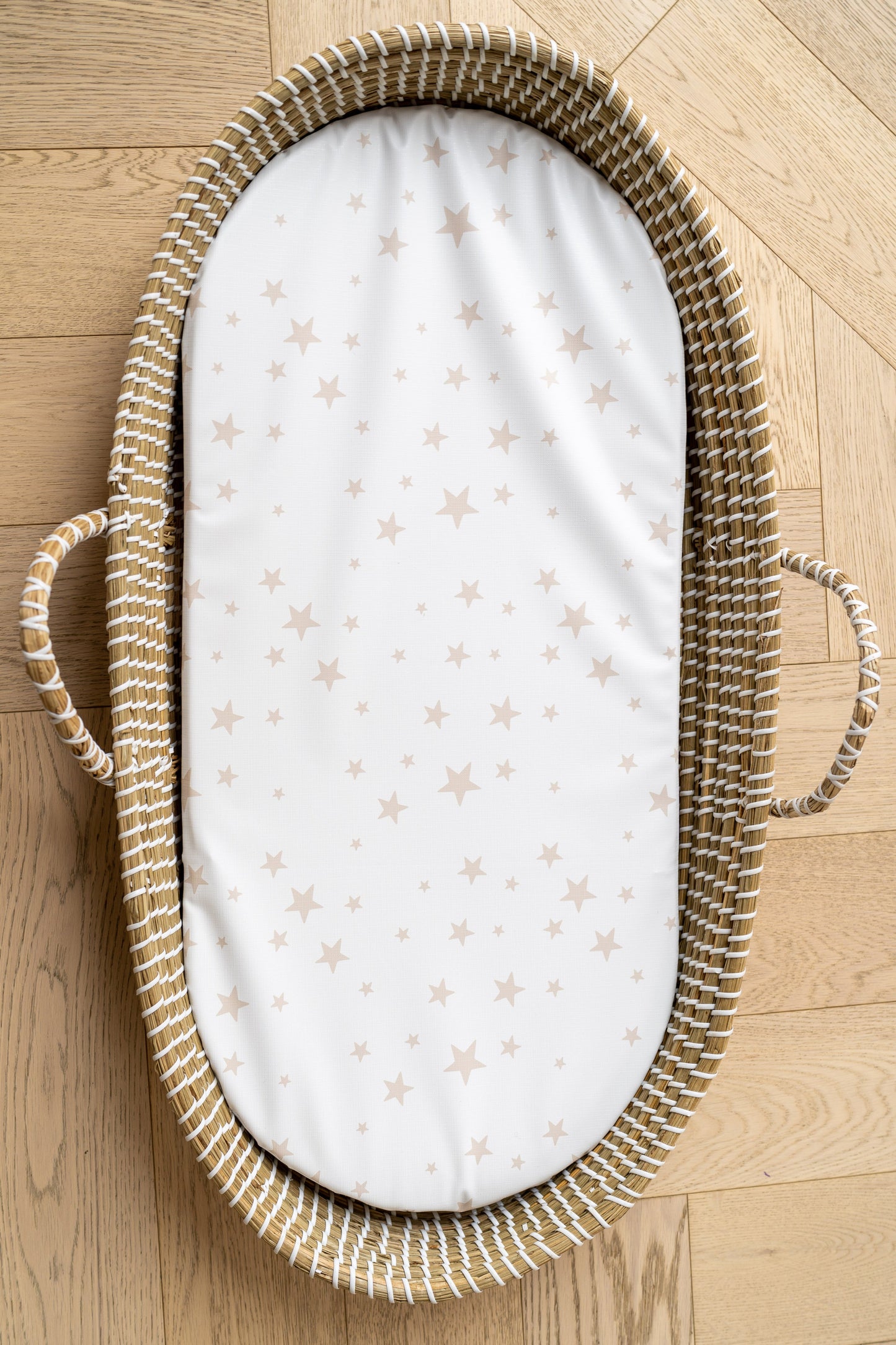Basket Changing Mat - Beige Stars