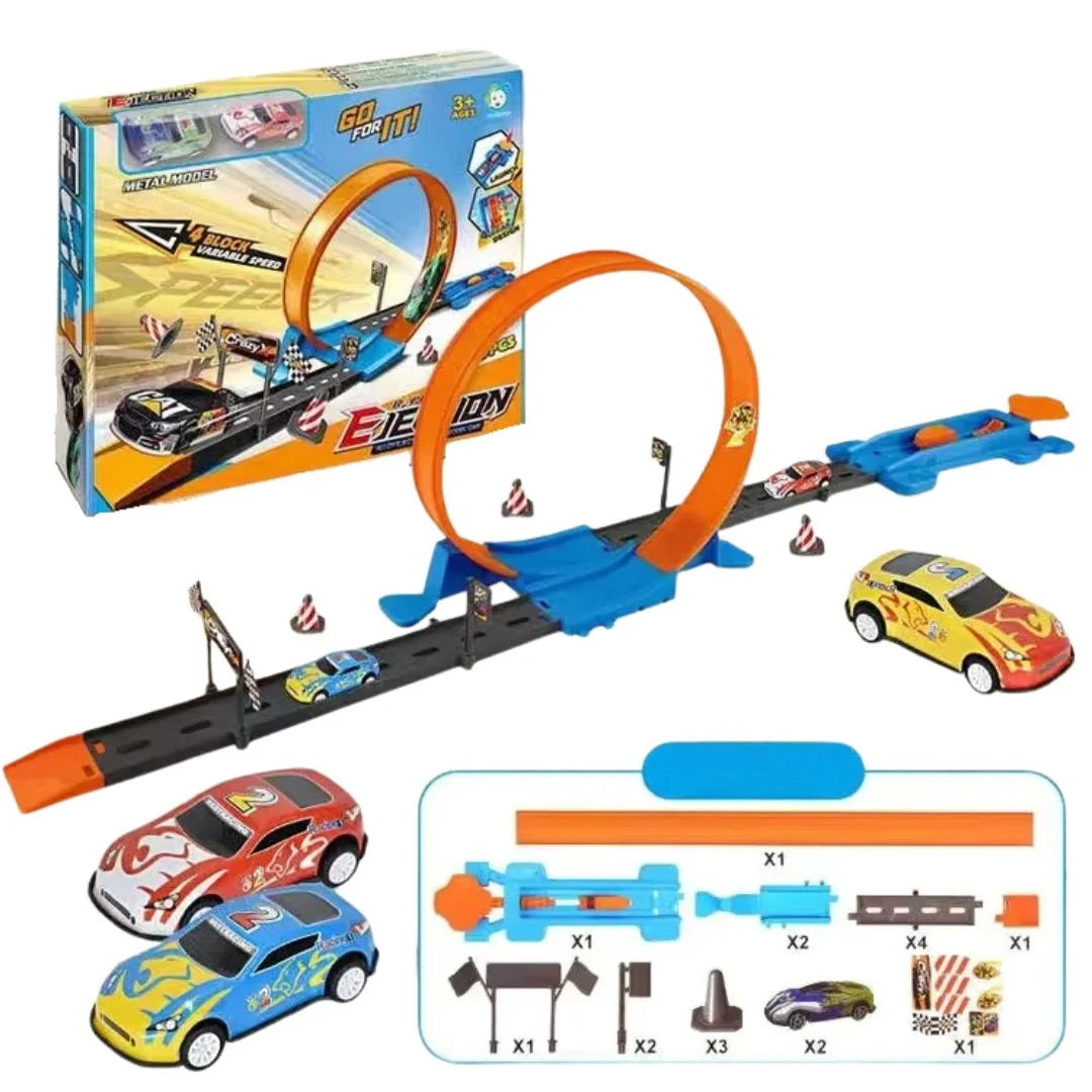 LoopRush - Zweibahniges, schwerkraftbetriebenes Rennset
