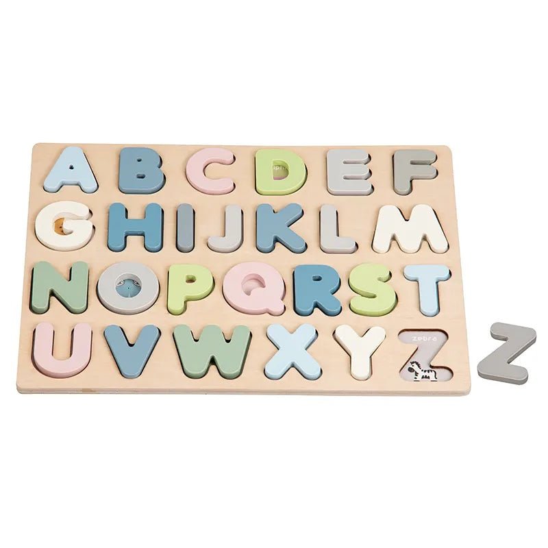 PolarPlay stevige houten alfabetpuzzel met vormsorteerfunctie