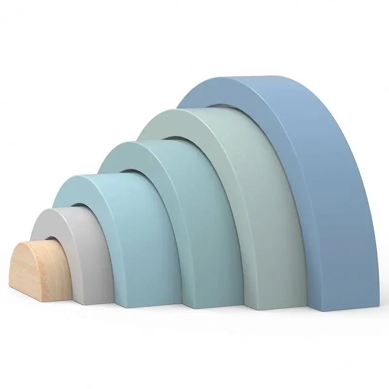 PolarPlay Houten Regenboog Stapelbare Nestbare Blokken Puzzel Speelgoed – Mist